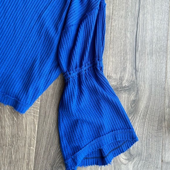 2/$60 Free People we the free royal blue small flare ballon lantern sleeve boho - Picture 6 of 9